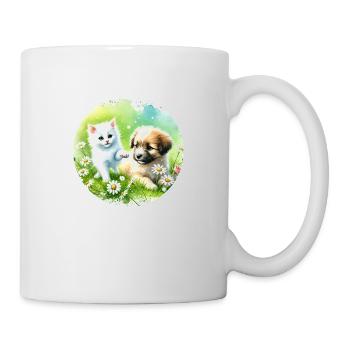 Hund und Katze in Harmonie - Tasse - Weiß - Rechts