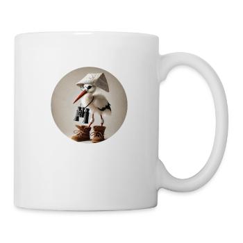 Stork with binoculars - Mug - white - Right