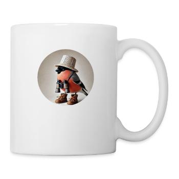 Dompfaff mit Fernglas - Tasse - Weiß - Rechts