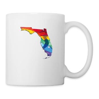 LGBTQ Flagge in der Florida State Landkarte - Tasse - Weiß - Rechts