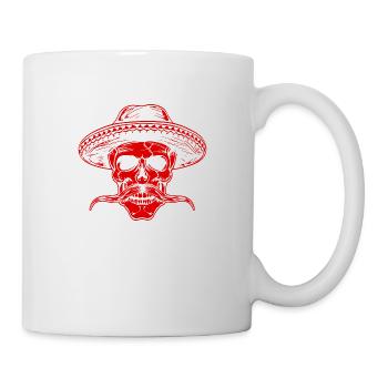 Mexikaner Totenkopf Sombrero - Tasse - Weiß - Rechts