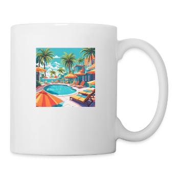 Pool Sommer Urlaub Palmen - Tasse - Weiß - Rechts