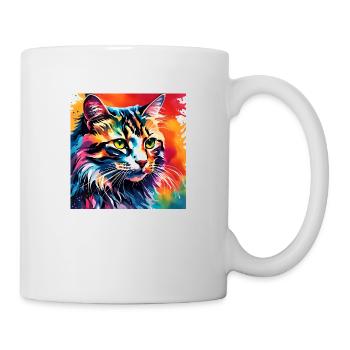 Bunte Katze - Tasse - Weiß - Rechts