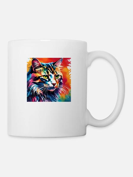 Bunte Katze - Tasse - Weiß