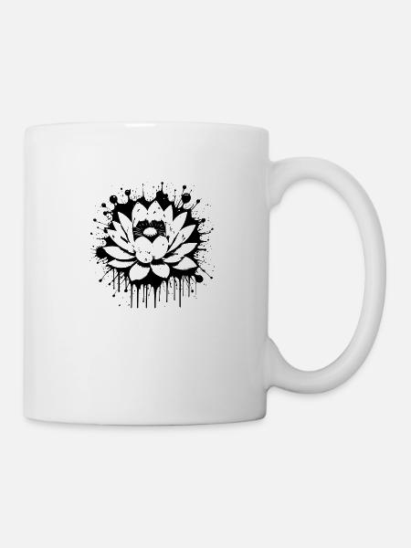 Lotus schwarz - Tasse - Weiß