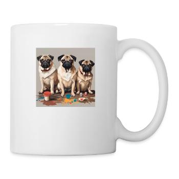 Mops Kunst Pug Art - Mug - white - Right