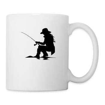 Fishing Woman Silhouette - Mug - white - Right