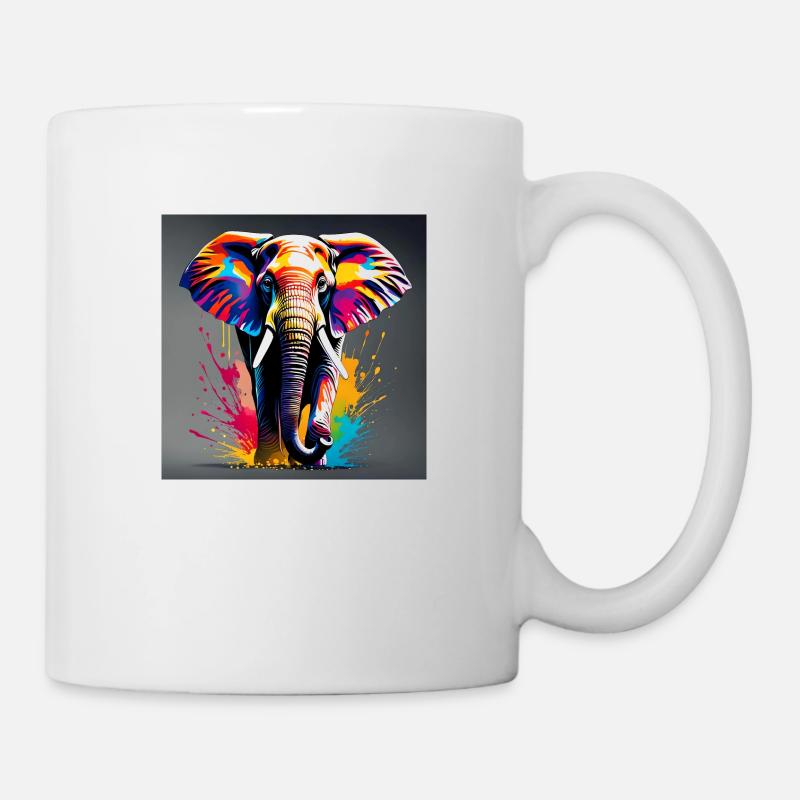 Elephant farbig - Tasse - Weiß