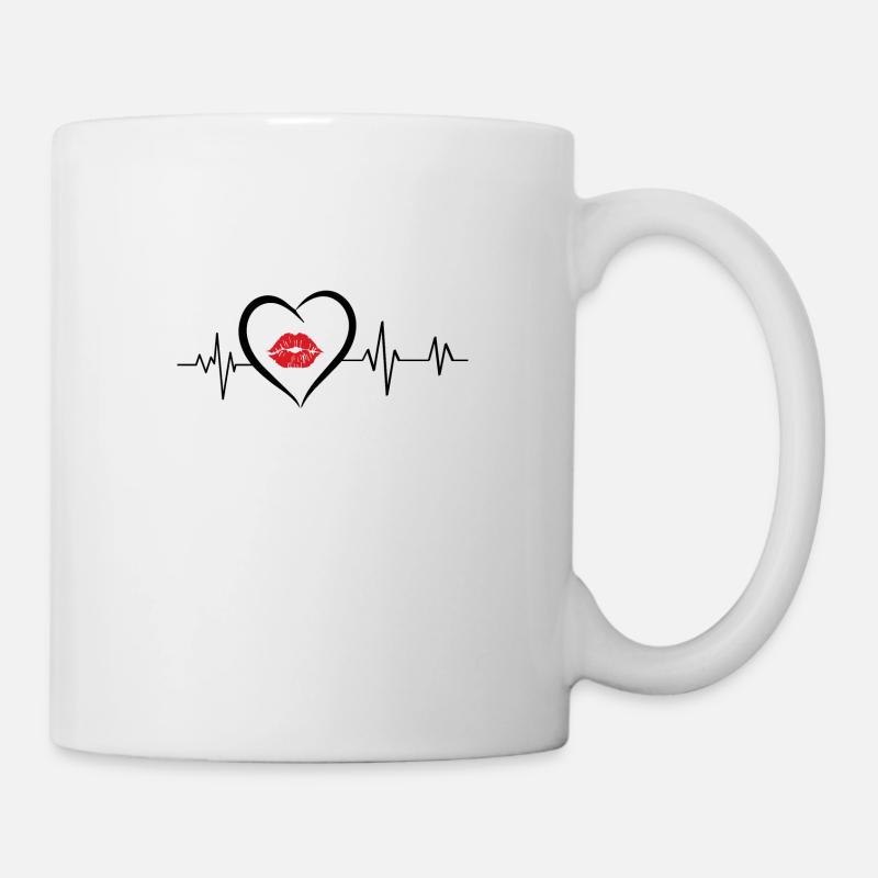 battement de cœur bisous - Mug blanc - blanc