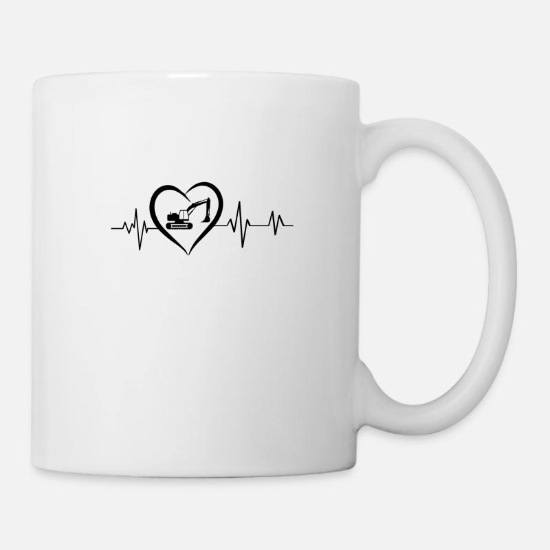 Bagger Herzschlag - Tasse - Weiß