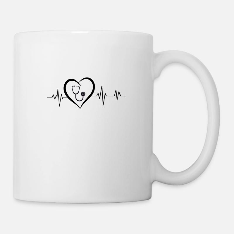 Herzschlag-Stethoskop - Tasse - Weiß