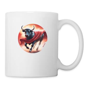 Taureau en tissu rouge, tauromachie, San Fermín - Mug blanc - blanc - Droite