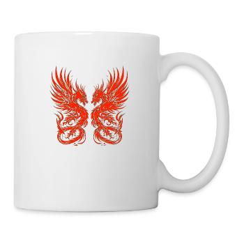Fantasy Dragon Anime Drachenkopf Mythisch Reptil Magie - Tasse - Weiß - Rechts