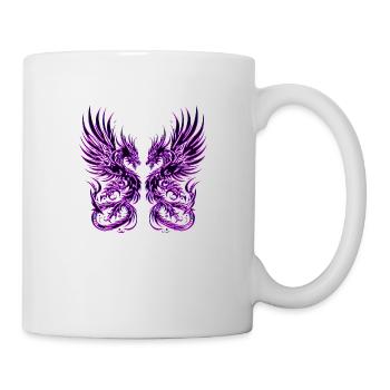 Fantasy Dragon Anime Drachenkopf Mythisch Reptil Magie - Tasse - Weiß - Rechts