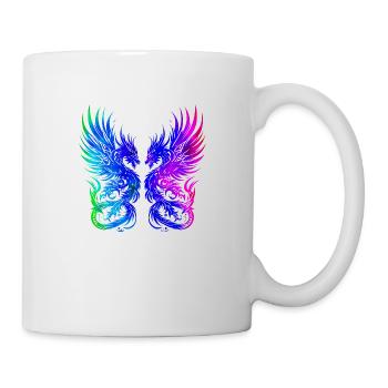 Fantasy Dragon Anime Drachenkopf Mythisch Reptil Magie - Tasse - Weiß - Rechts