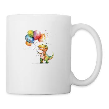 Saurier freut sich über Luftballon - Tasse - Weiß - Rechts