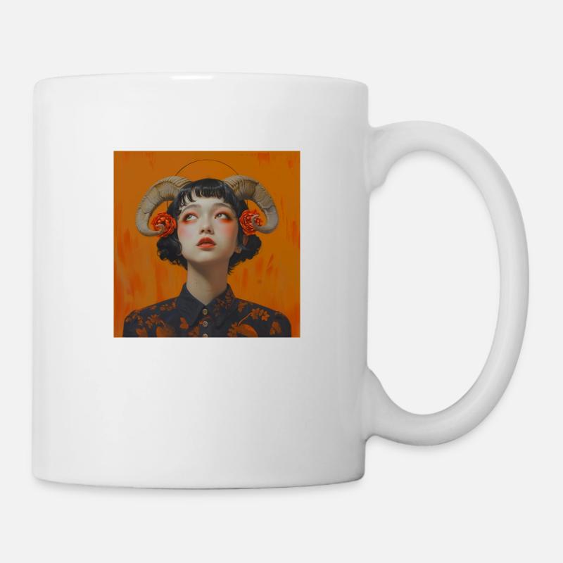 Japanisches Mädchen Porträt - Tasse - Weiß