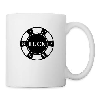 "LUCK" Casino-Chip - Black Chip for Poker player - Mug - white - Right