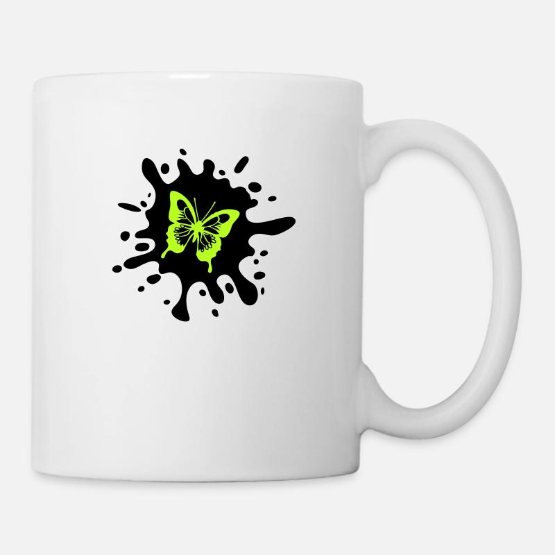 schmetterling farbklecks - Tasse - Weiß
