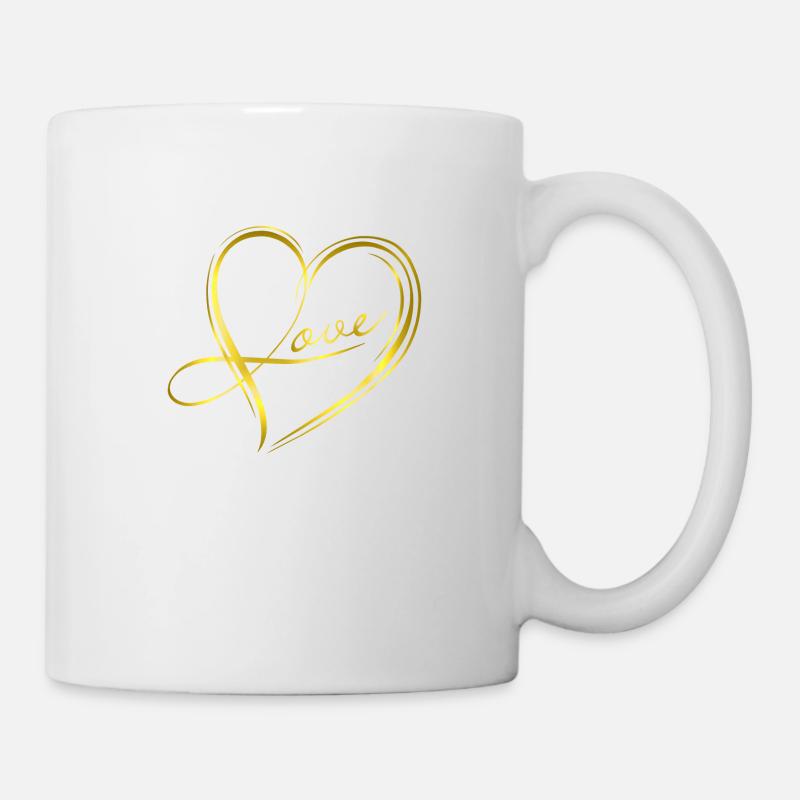 goldenes Herz - Tasse - Weiß