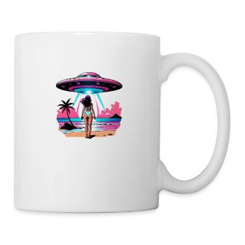 UFO-Entführung während der Sommerferien am Strand. - Tasse - Weiß - Rechts