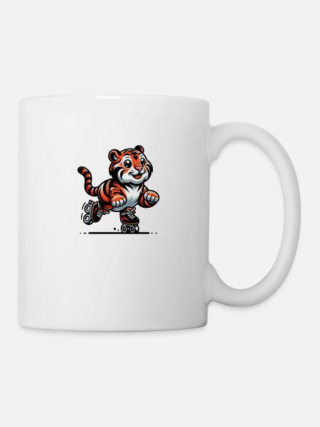 Mignon patineur en ligne Tiger - Mug blanc - blanc