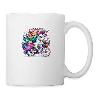 Licorne cycliste mignonne - Mug blanc - blanc - Droite