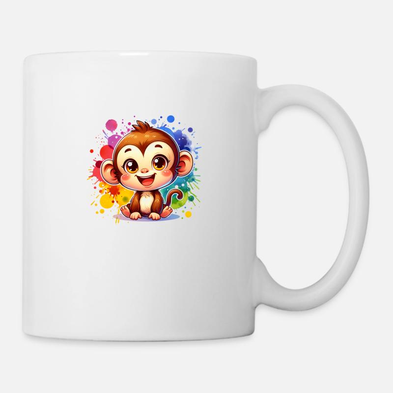 Singe mignon coloré - Mug blanc - blanc