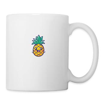 Glückliche Ananas im gelben Cartoon-Stil - Tasse - Weiß - Rechts