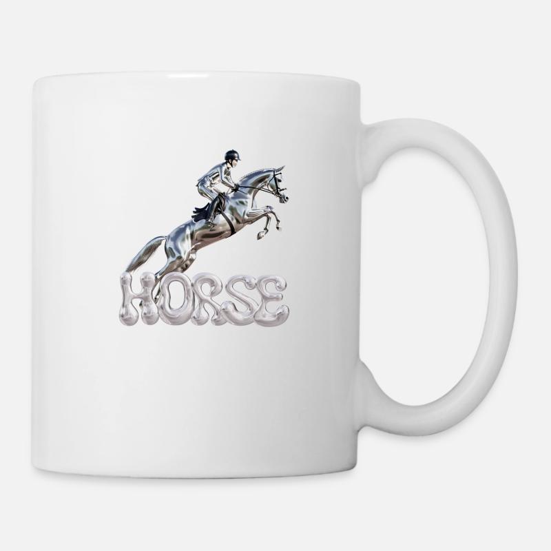 Springreiter Chrom 1 - Tasse - Weiß