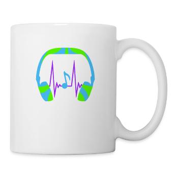 Headphones Note Music Note Pulse Frequency Heartbeat - Mug - white - Right