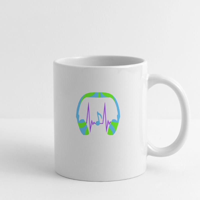 Kopfhörer Note Musiknote Puls Frequenz Herzschlag Tasse