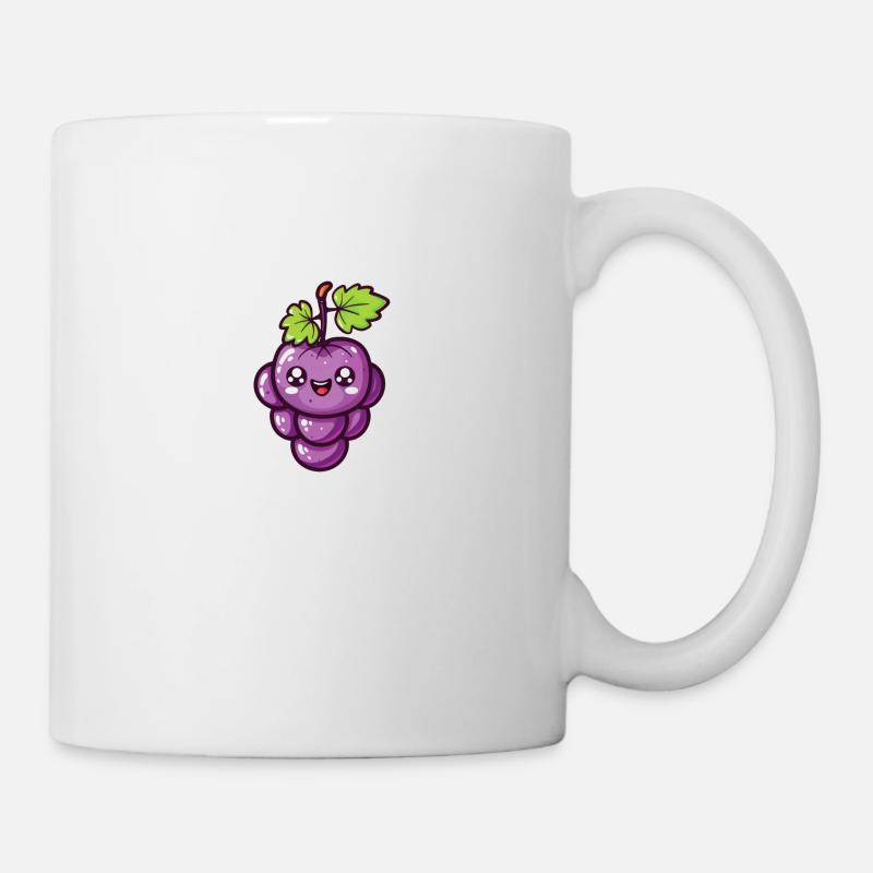 Happy Grape in Violet Cartoon Style - Mug - white