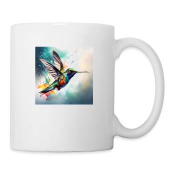 Kolibri farbig - Tasse - Weiß - Rechts