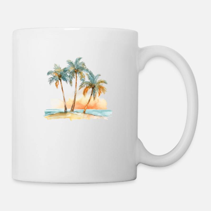 STRAND MIT DREI PALMEN - Tasse - Weiß