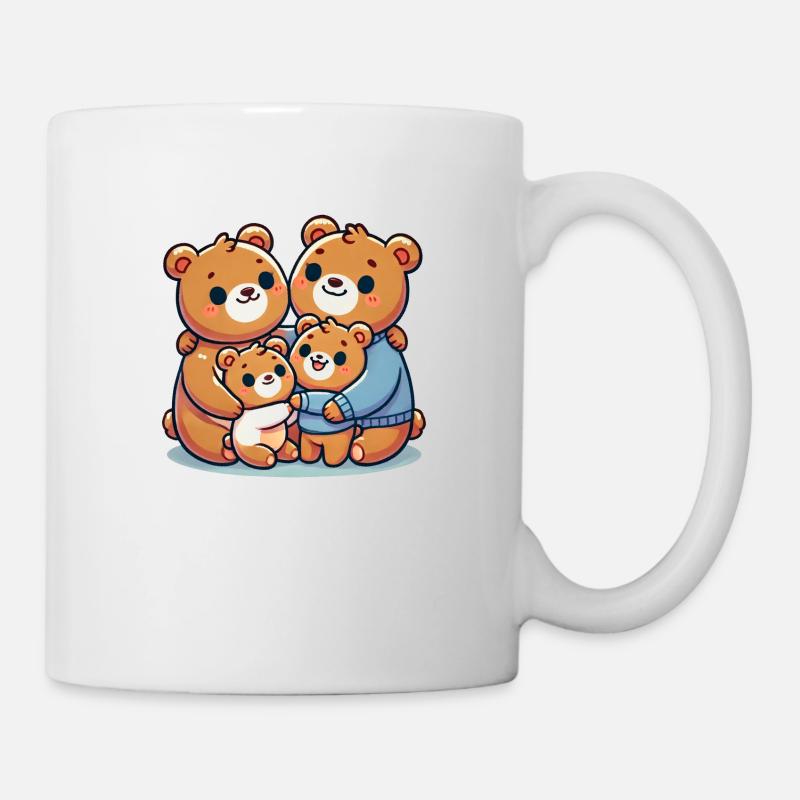 Bear Famille Mère Et Père Avec Deux Enfants - Mug blanc - blanc