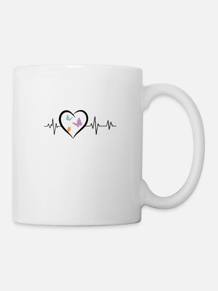 Herzschlag Schmetterlinge - Tasse - Weiß