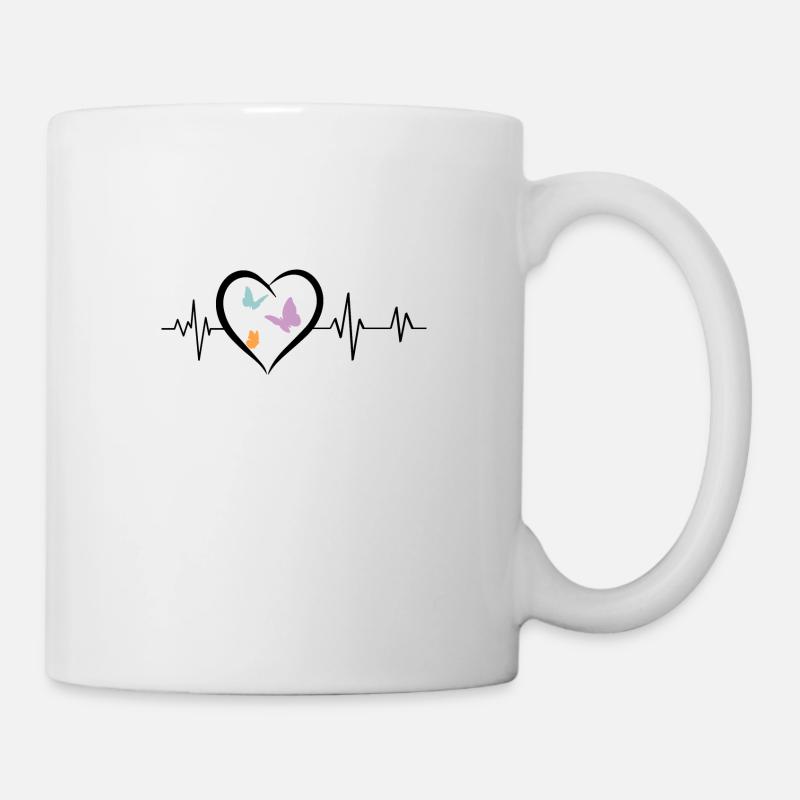 Herzschlag Schmetterlinge - Tasse - Weiß