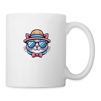 Cute Cat with Hat and Sunglasses - süsse Katze - Mug - white - Right