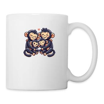 Famille de chimpanzés mère et père avec deux enfants - Mug blanc - blanc - Droite