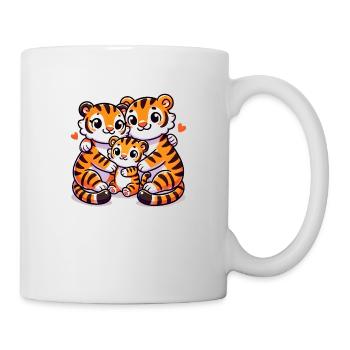 Famille Tigre Mère Et Père Avec Un Enfant - Mug blanc - blanc - Droite