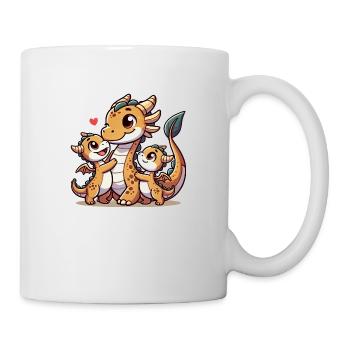 Parent dragon aimant avec deux enfants mignons - Mug blanc - blanc - Droite