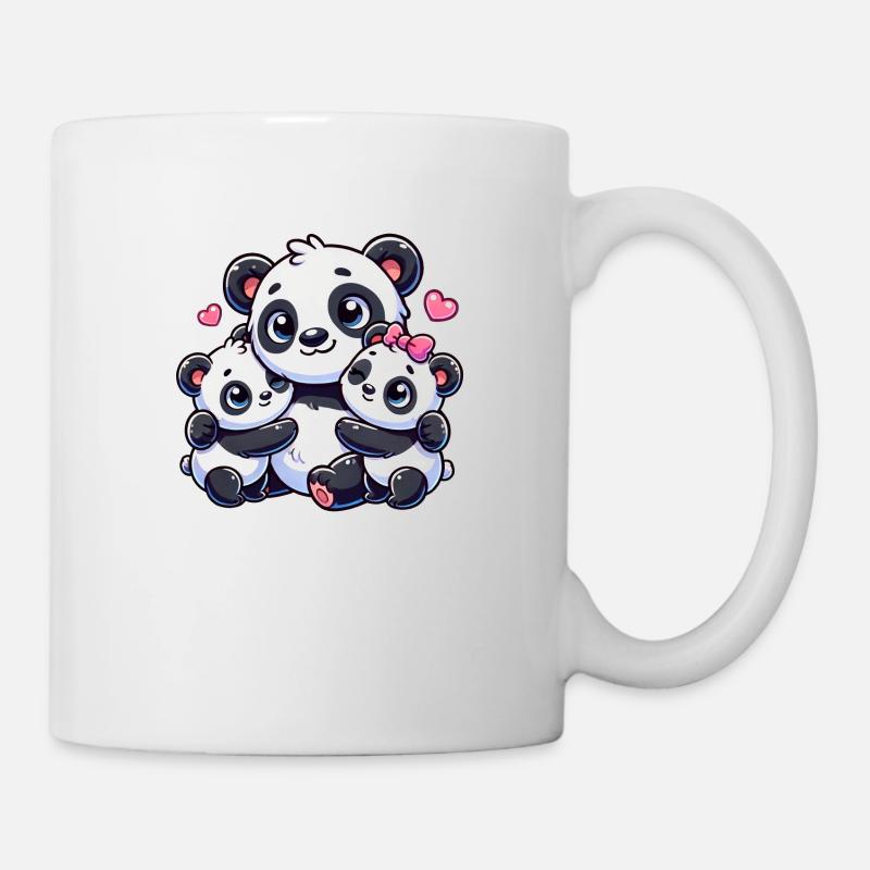 Parent panda aimant avec deux enfants mignons - Mug blanc - blanc