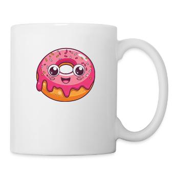 Donut drôle avec visage - Mug blanc - blanc - Droite