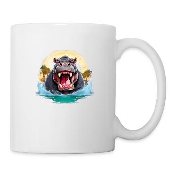 Animal sauvage en colère pugnace combatif hippopotame - Mug blanc - blanc - Droite
