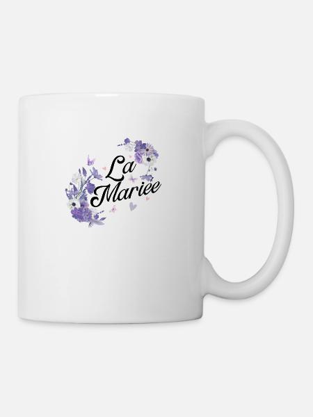 Die lila Blumenbraut - Tasse - Weiß