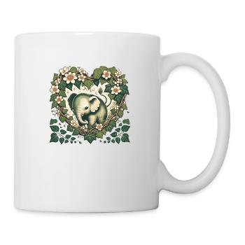 Vintage Elefant - Tasse - Weiß - Rechts