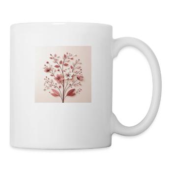Mes Fleurs - a pretty floral design on a pink background - Mug - white - Right