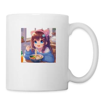 Japanisches Anime-Mädchen isst Ramen - Tasse - Weiß - Rechts