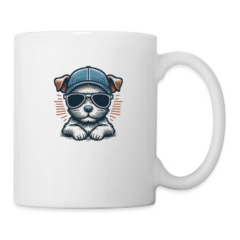 Chien mignon avec capuchon et lunettes de soleil - süsser Hund - Mug blanc - blanc - Droite
